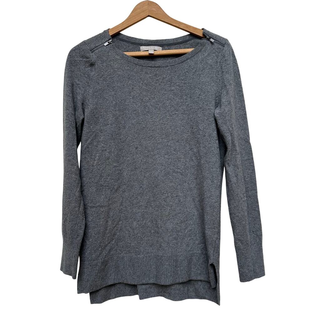 Banana Republic Gray Cashmere Blend Sweater w/ Shoulder Zippers M